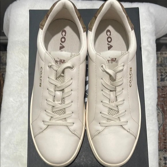 COACH- Clip Leather Low Top Chalk Sneakers- 9.5B - Picture 3 of 14